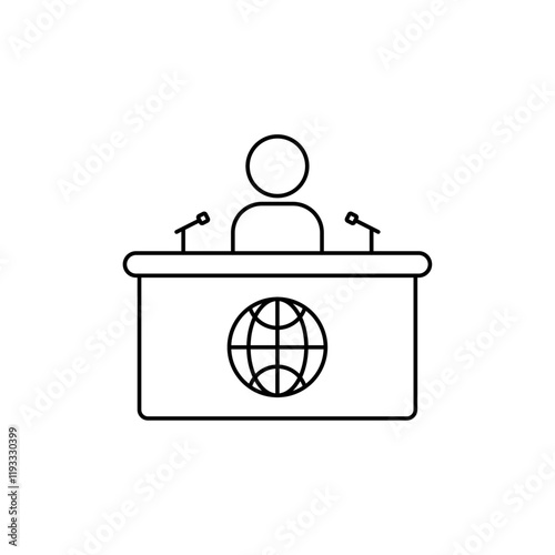 News presenter on TV Show icon Flat illustration sign
