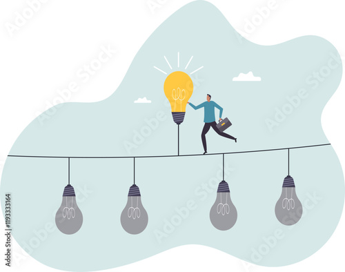Difference idea innovation, discover opportunity to success, creativity or passion to improve career, wisdom or smart discovery.business concept.flat character.