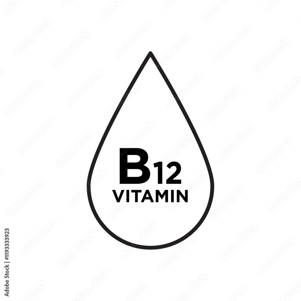 Vitamin B12 drop icon Flat illustration sign Vitamin B12 drop icon Flat illustration sign