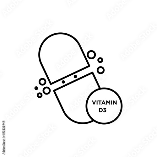 Vitamin D3 icon Flat illustration sign