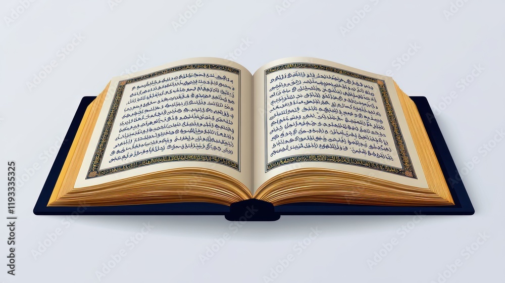 Open Quran on Display with Arabic Text in Flat Vector Design Open Quran on Display with Arabic Text in Flat Vector Design
