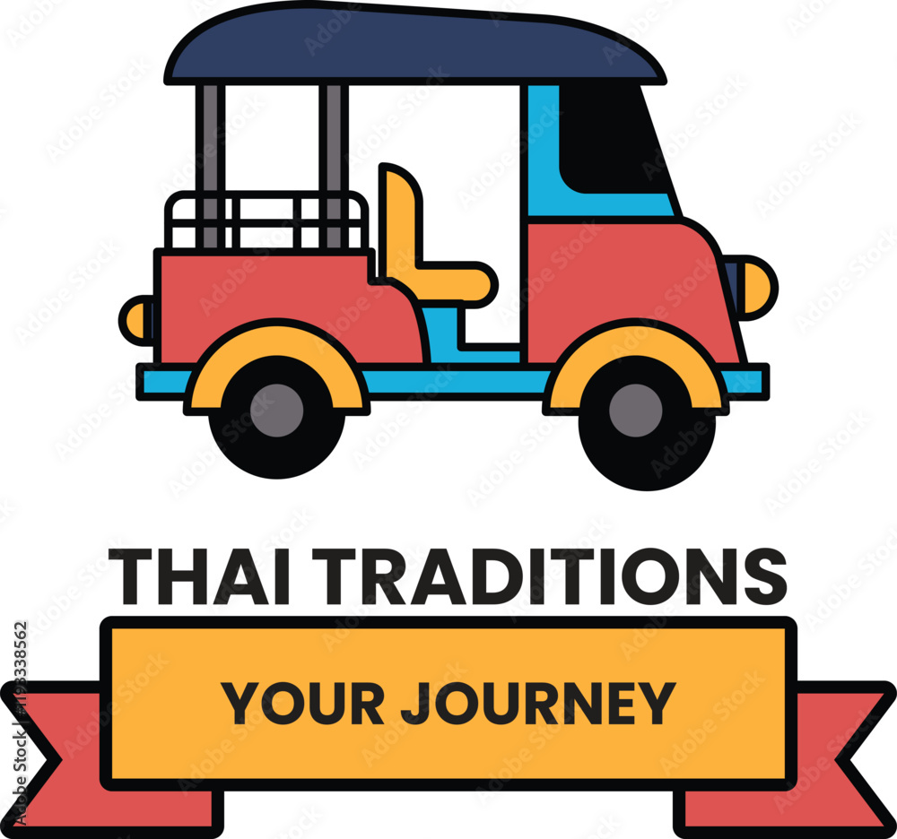 Obraz premium black and white Thai tradition vehicle with a ribbon