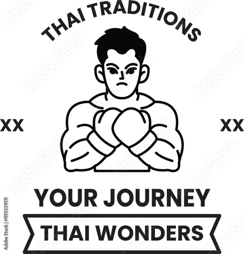 illustration in the concept of Muay Thai in line style