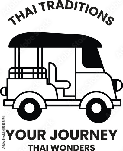 black and white Thai tuk tuk with a top