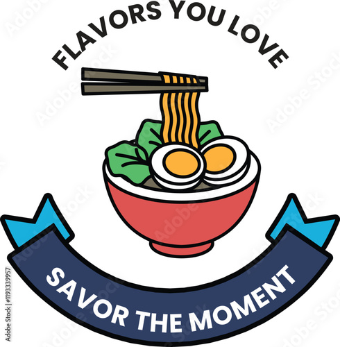 illustration in the concept of Ramen or noodles in line style