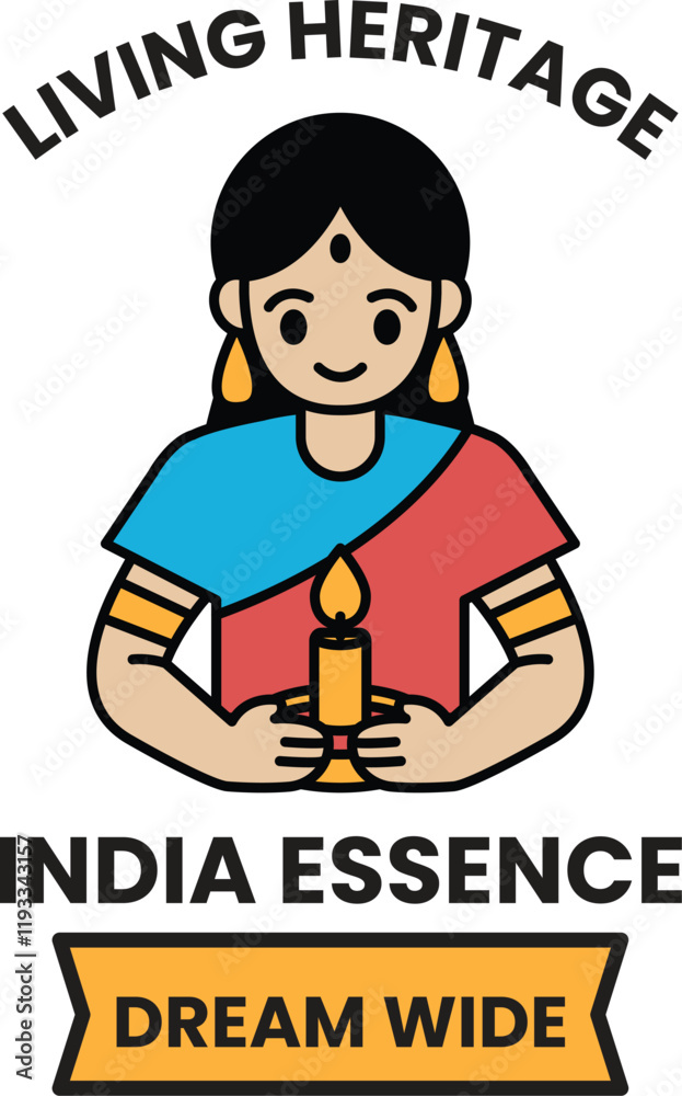 illustration in the concept of Indian Tourism and Culture in line style illustration in the concept of Indian Tourism and Culture in line style