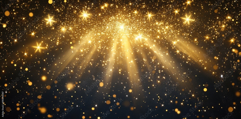 Fototapeta premium Golden Lights Sparkle Festive Background Stars