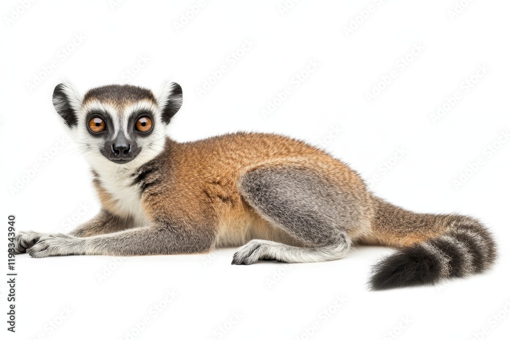 A lemur is sitting calmly on a smooth white surface, displaying its distinctive features and curious expression in a serene environment. A lemur is sitting calmly on a smooth white surface, displaying its distinctive features and curious expression in a serene environment.