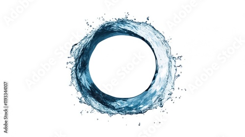 Water circle splash isolated on white.