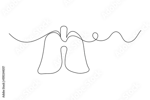 Continuous one line lung drawing with black and white vector icon
