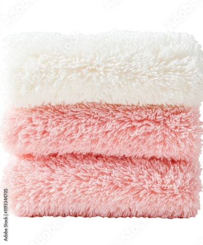 Three neatly stacked towels display vibrant colors against a clean white surface, showcasing their soft texture and inviting appearance.