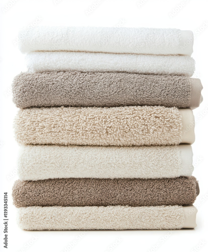 A detailed close-up of neatly stacked towels resting on a clean white surface, showcasing their texture and color contrast. A detailed close-up of neatly stacked towels resting on a clean white surface, showcasing their texture and color contrast.
