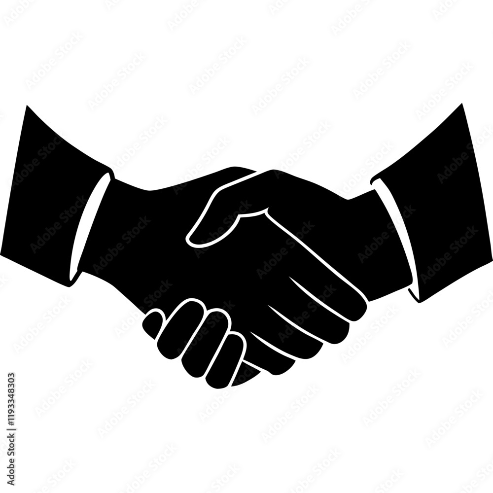 Hand shack into two hand silhouette illustration Hand shack into two hand silhouette illustration