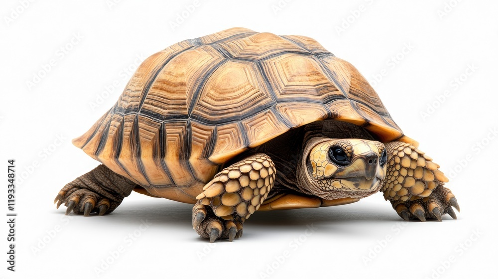 Obraz premium Close-Up of a Tortoise on a White Background - Ideal for Educational or Nature-Themed Content