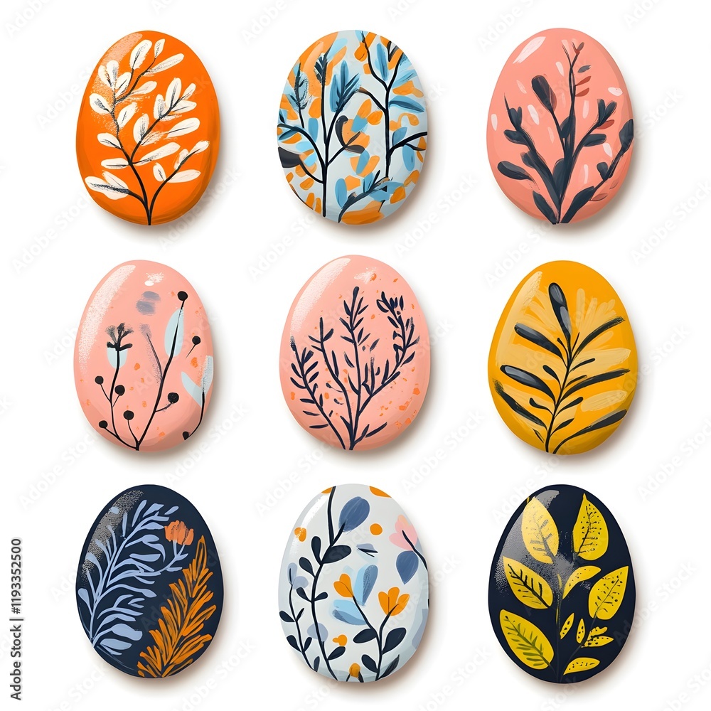 Fototapeta premium set of Easter egg images flat design