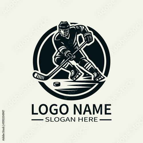 ice hockey vector logo design, Hipster Design. Emblems, poster templates. Vector illustration