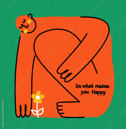 Mental health, psychology concept. Self love, mind care, help, acceptance. Cute disproportionate isolated character inscribed in a bottle, vector illustration