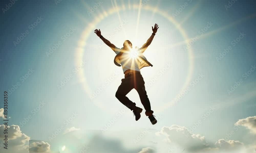 a man jumping have a success