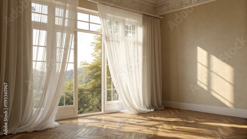 Sunlit Room Sheer Curtains, Herringbone Floor, Window View, Interior Design, Home Decor Interior Design, Home Decor