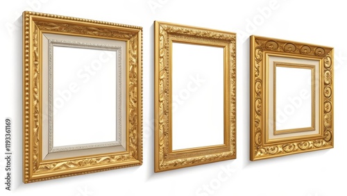 Three Gold Ornate Frames Composition  Image  Concept  Gold Frames  Ornate Frames Gold frames  Picture frames