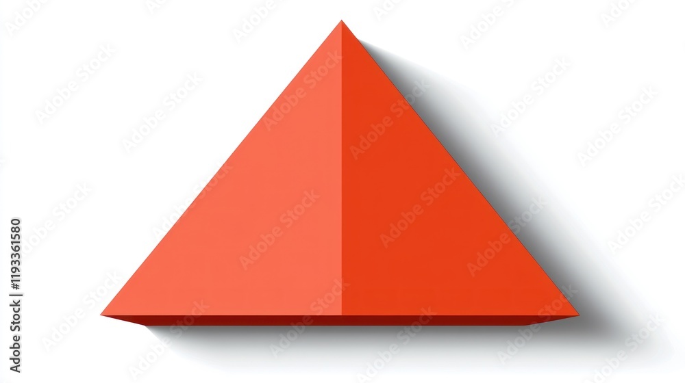 Red triangular prism, 3D geometric shape, isolated on white background. Red triangular prism, 3D geometric shape, isolated on white background.