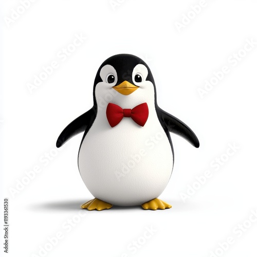 Wallpaper Mural Cute and Charming Cartoon Penguin Character in a Red Bow Tie, Perfect for Family-Friendly Designs and Children's Projects Featuring a Playful Vibe and Adorable Style Torontodigital.ca