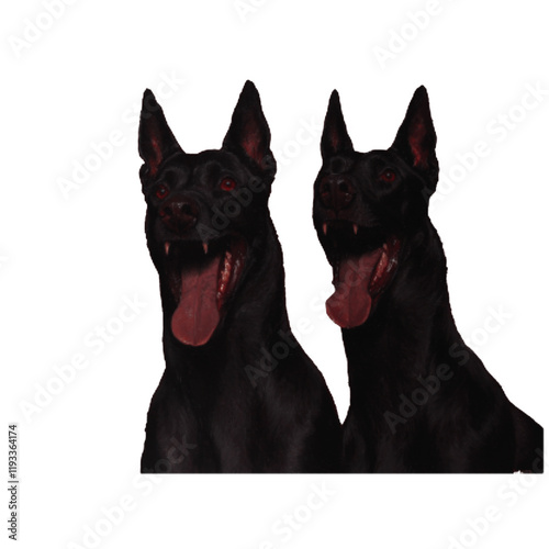 Canvas Print Two ferocious dogs guarding snarling