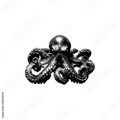 Octopus. Very defined pixel effect, 8bit view. 