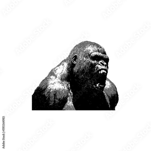 Gorilla. Very defined pixel effect, 8bit view. 