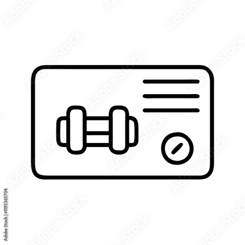 gym membership card icon, gym membership card line art - simple line art of gym membership card, perfect for gym membership card logos and icons and themed design