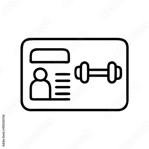 gym membership card icon, gym membership card line art - simple line art of gym membership card, perfect for gym membership card logos and icons and themed design