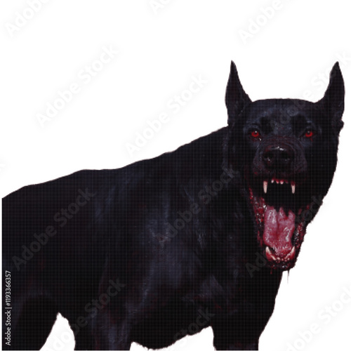 Fierce dog guarding snarling. Resource for different types of projects.