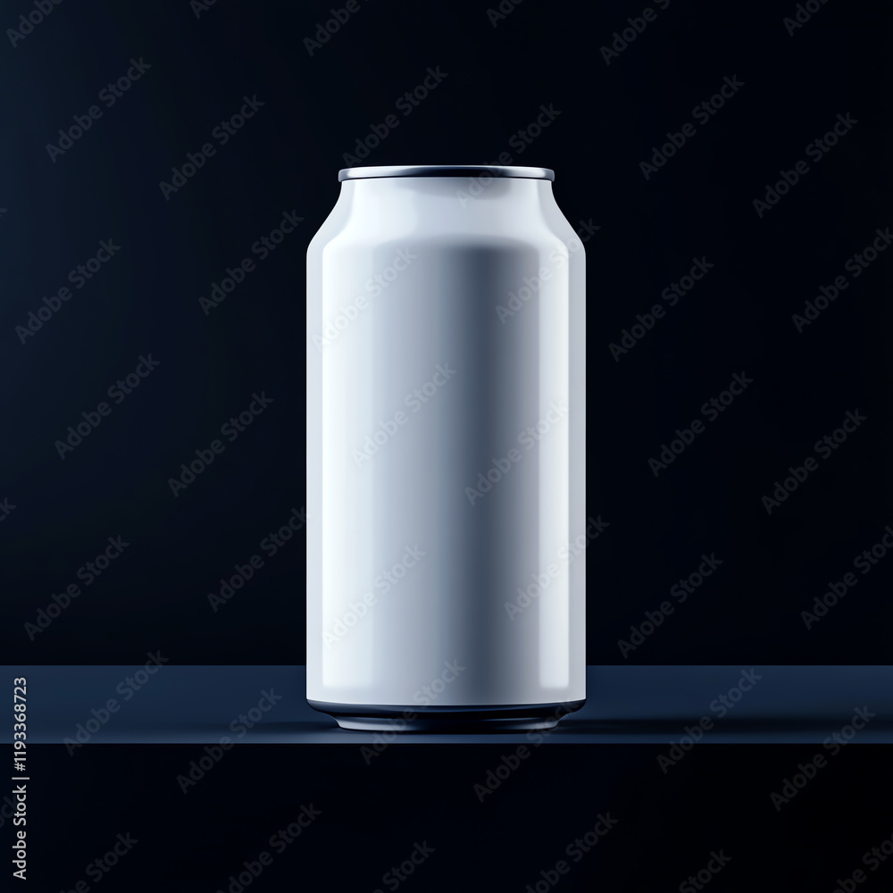 A sleek, empty aluminum can against a dark background, ideal for beverage branding or mockups. A sleek, empty aluminum can against a dark background, ideal for beverage branding or mockups.