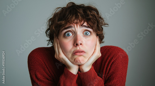 Person feeling anxious with worried expression, hands on face
