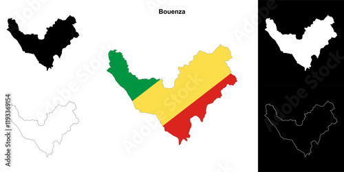 Bouenza department outline map set photo