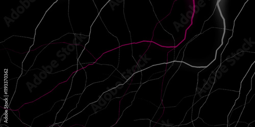 Pink burdock flower petal strings isolated on black background, top view. Abstract background shape design template, futuristic background. Lightning bolt. thunder lighting on black sky. 