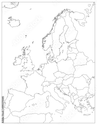 Europe Map Contour - stock vector illustration