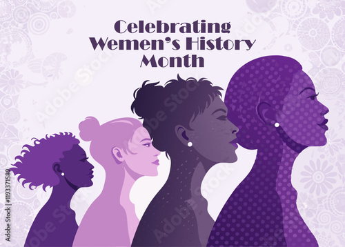 Inspiring Empowering Women's History Month Poster Design Featuring Iconic Female Figures,Historical Milestones,Feminist Themes Educational,Campaigns Celebrating Women's Achievements Contributions