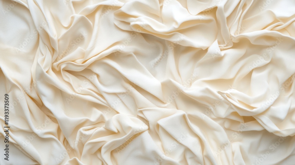 A close-up view of a white sheet showcasing an intricate arrangement of numerous folds and creases, highlighting texture and detail. A close-up view of a white sheet showcasing an intricate arrangement of numerous folds and creases, highlighting texture and detail.