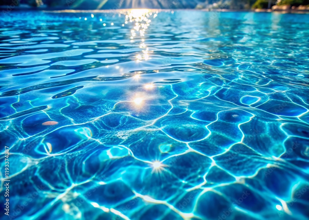 Obraz premium Crystal Clear Blue Pool Water Background: Serene Summer Vacation Stock Photo