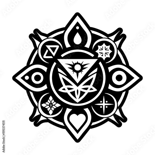 A filled style icon of fate symbol