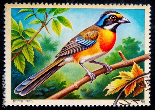 Cuba 1971 Postage Stamp Bird Long Exposure - Spindalis zena pretrei photo