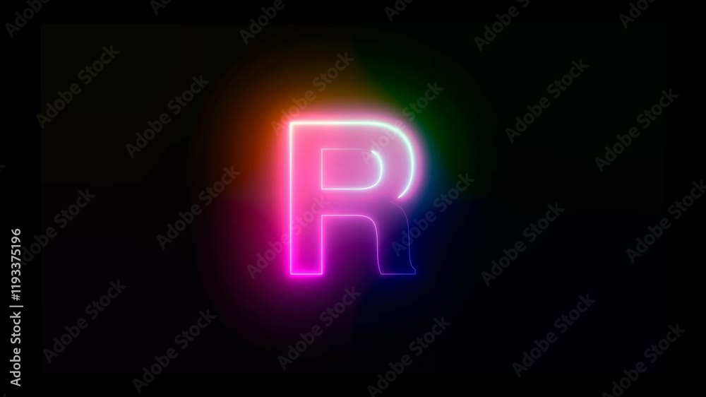 Letter R with an abstract, colorful neon effect and motion animation in 4K video footage. Letter R with an abstract, colorful neon effect and motion animation in 4K video footage.