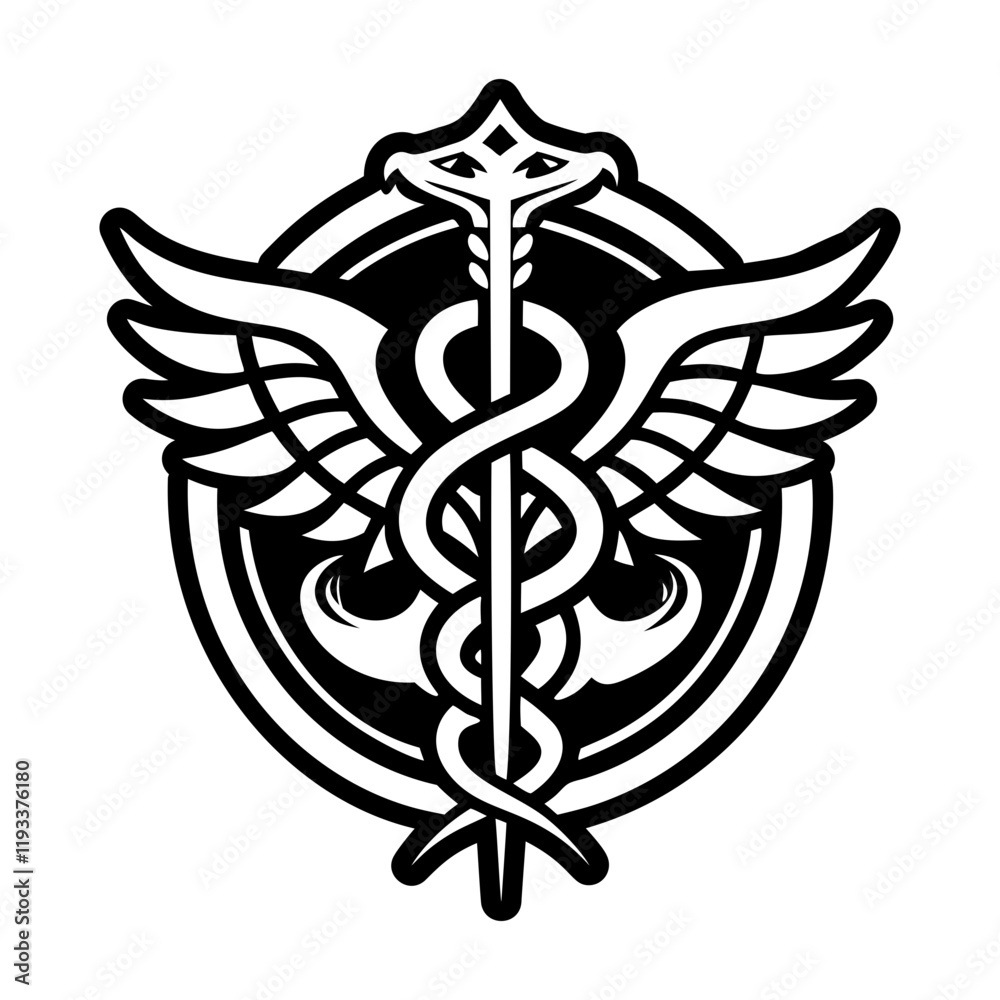 Obraz premium Serpent staff icon designed in solid style