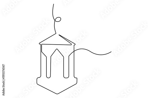 Continuous one line Ramadan symbol. mosque, Eid Mubarak, Eid Fitr vector line concept outline vector art illustration 