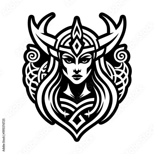 A solid style icon of valkyrie tattoo