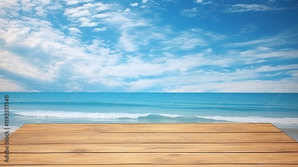 Fototapeta premium Wooden Deck at the Beach with a Beautiful Ocean View