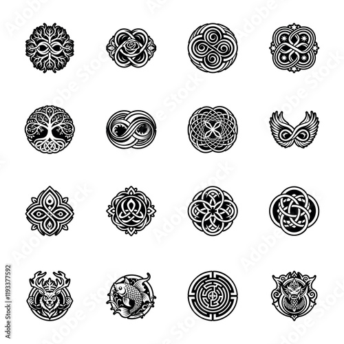 Collection of Eternal Life Symbols Glyph Icons 

