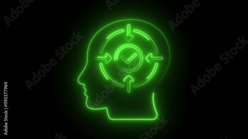 Wallpaper Mural Glowing Neon Concentration Icon, Focus and Mental Clarity Animation, HD Video on Black Background Torontodigital.ca