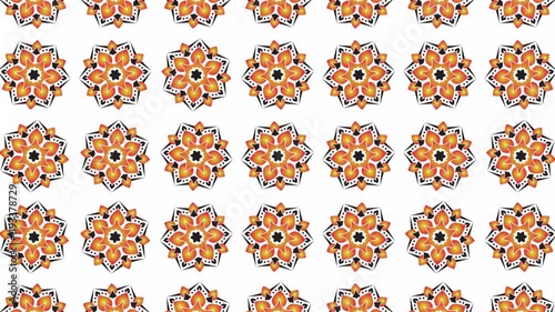 floral mandala seamless pattern motion on white background.
